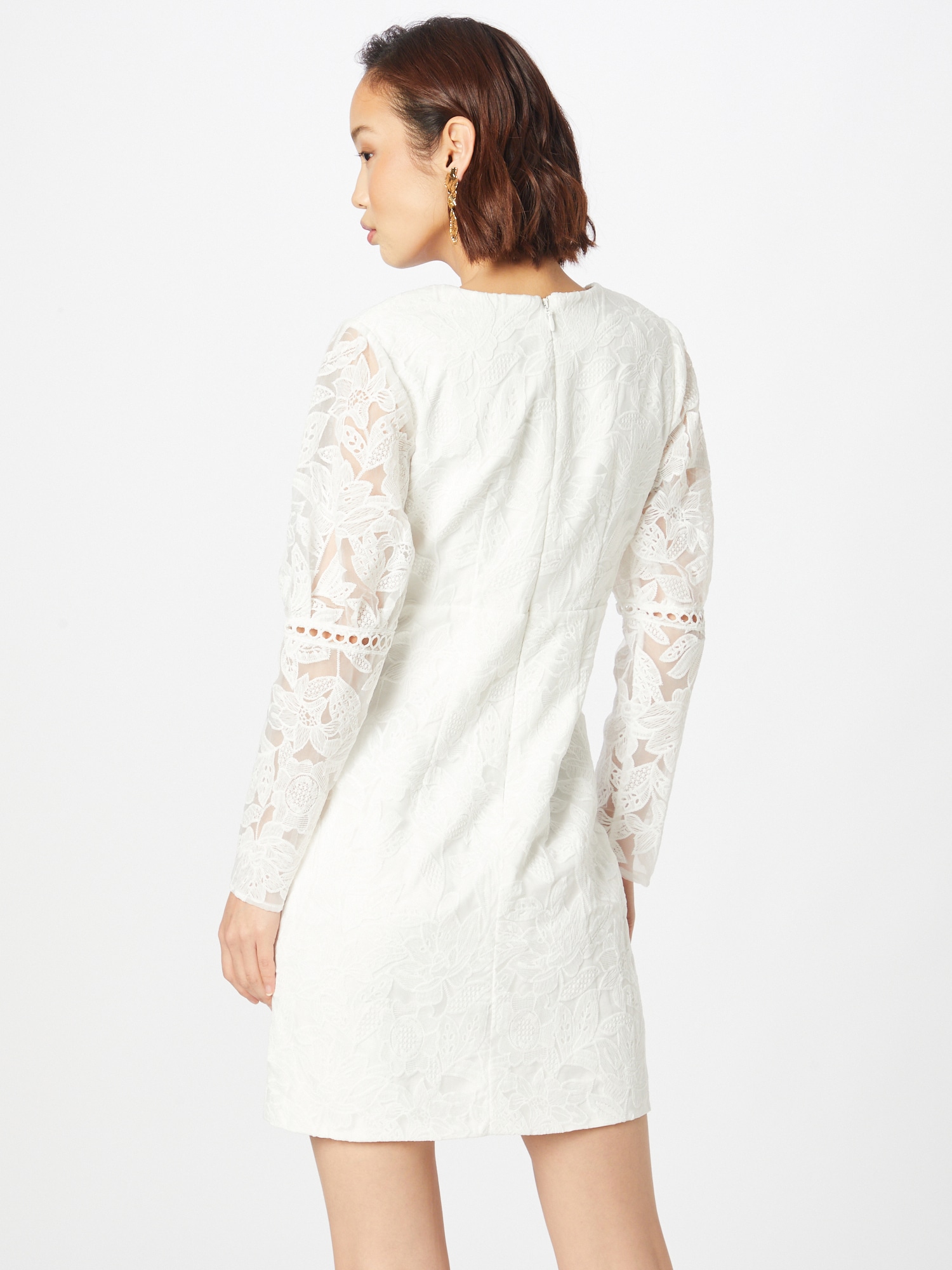 Chi Chi V Neck Long Sleeve Mini Dress in White, Size 16 thumbnail