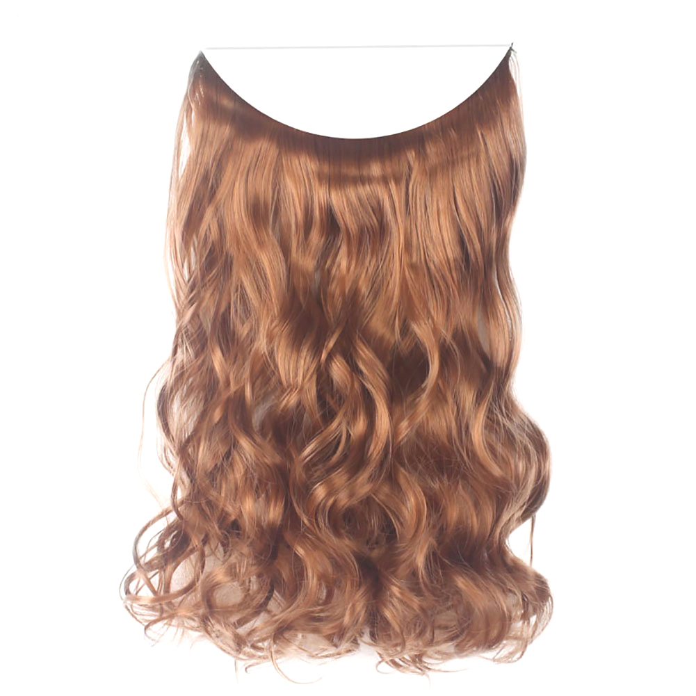 Fish Line Natural Fiber Hairpiece Hair Extension Long Women Curly Straight Wig - Img-9546