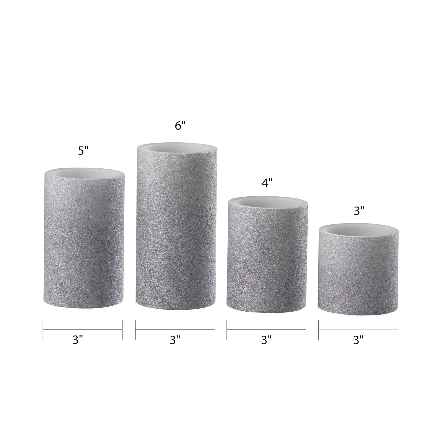 Holographic Silver Glitter LED Pillar Candles (Set of 4) thumbnail