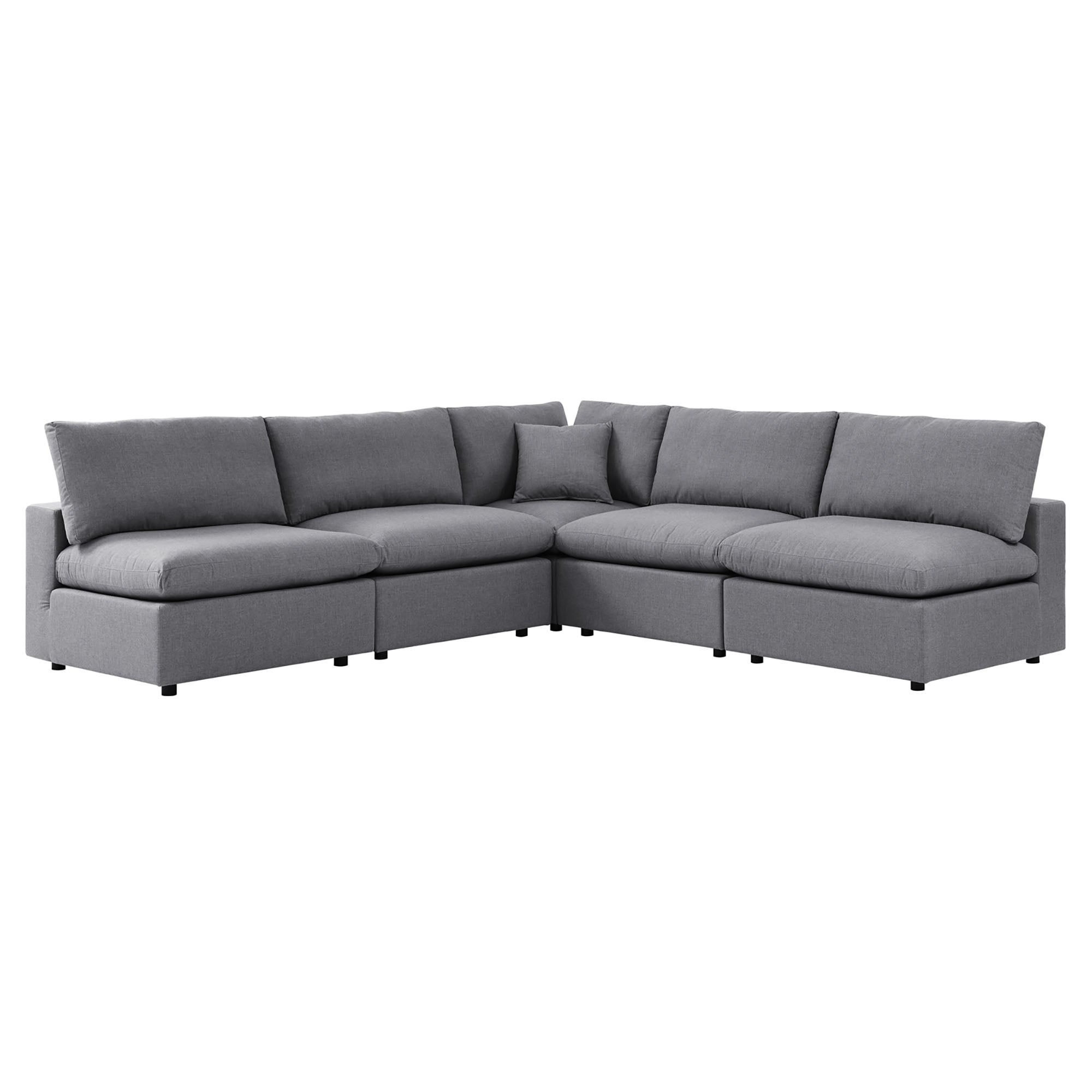 EEI-5588-NAV 5 Piece Commix Sunbrella Outdoor Patio Sectional Sofa, Navy thumbnail