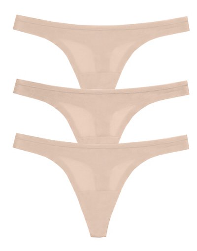 Maidenform Comfort Devotion Sweet Nothings Thong, 3-Pack Body Beige/Body Beige L