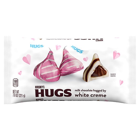 HERSHEY S HUGS Valentine S Day Milk Chocolate White Creme Candy  7.8 Ounce Bag