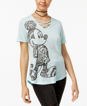 Juniors Criss Cross Short Sleeve Screened Tee S, Mint