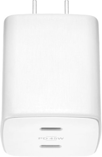 Insignia  - 45W Dual USB-C Port Wall Charger for Samsung Smartphones, iPhone, Tablets, Chromebook and More - White