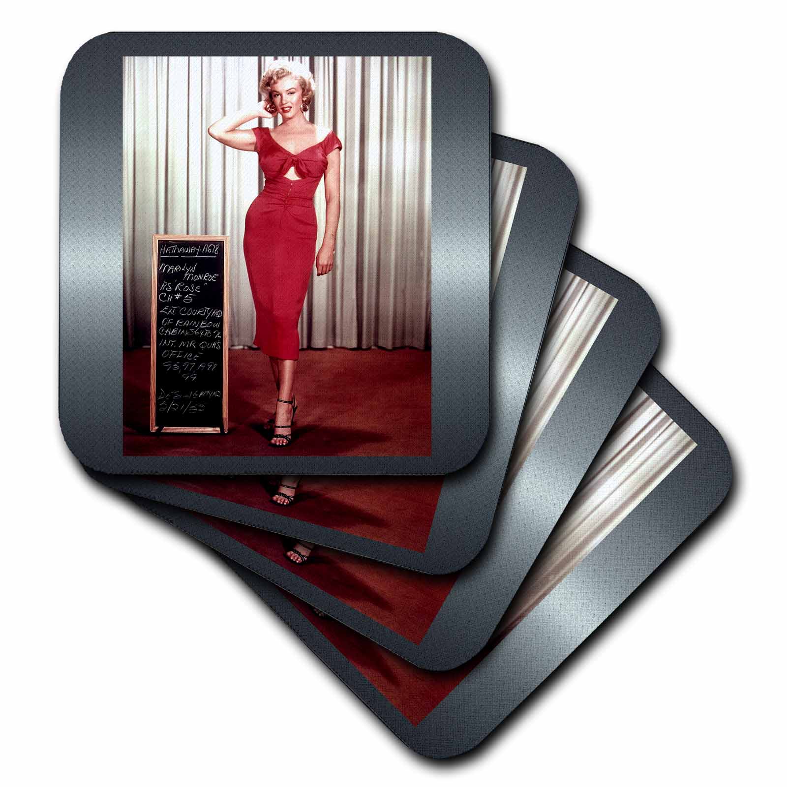 3dRose Marilyn Monroe in Niagara (1953) (PD-US), Soft Coasters, Set of 4
