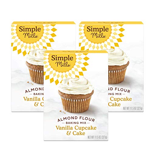Simple Mills Almond Flour Baking Mix, Gluten Free Vanilla Cake Mix, Muffin Pan Ready, Good for Baking, Nutrient Dense, 11.5oz, 3 Count