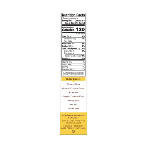 Simple Mills Almond Flour Baking Mix, Gluten Free Vanilla Cake Mix, Muffin Pan Ready, Good for Baking, Nutrient Dense, 11.5oz, 3 Count thumbnail