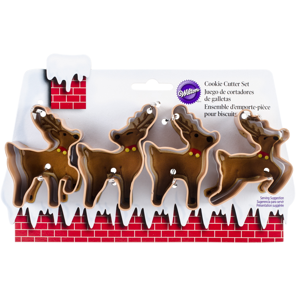 Wilton 2308-5075 4-Piece Christmas Reindeer Metal Cookie Cutter Set, Small