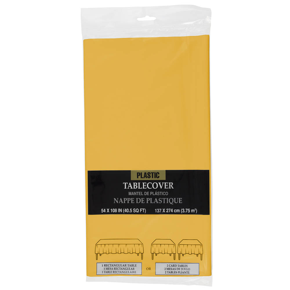 JAM Paper Plastic Table Cover, 54 X 108 Inches, Yellow Tablecloth, Sold Individually (291423362) | Quill