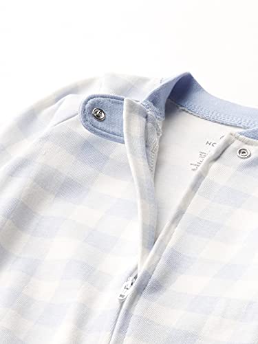 HonestBaby 2-Pack Organic Cotton Footed Pajama Sleep & Play, Blue Painted Buffalo Check, 6-9 Months thumbnail