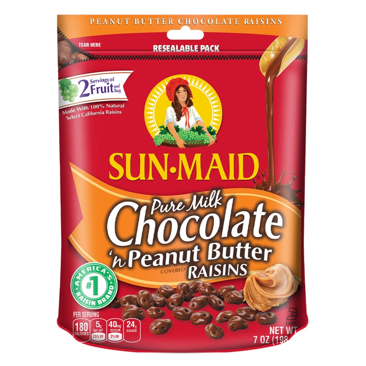 Sun-Maid Peanut Butter and Milk Chocolate Covered Raisins - 7 Oz