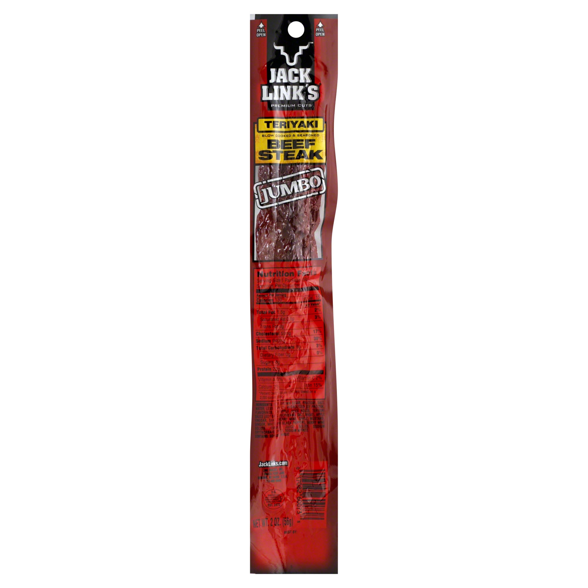 Jack Links Beef Steak, Teriyaki, Jumbo - 2 Oz