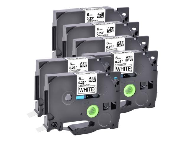 6PK Black on White Label Tape 1/4