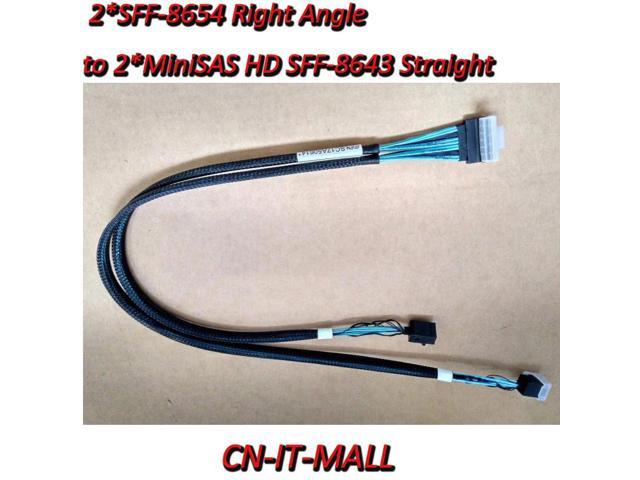 Slimline SAS4.0 SFF-8654 74Pin Right Angle to 2*MiniSAS HD SFF-8643 Straight R0014