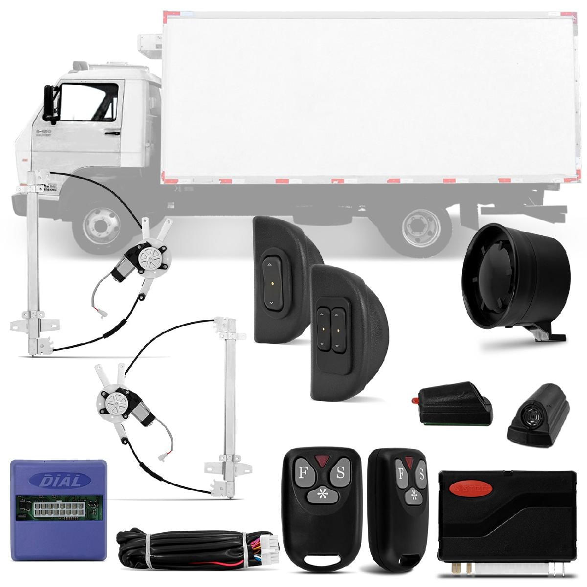 Kit Vidro Elétrico Caminhão Vw Delivery Worker 2007 a 2017 2 Portas Sensorizado + Alarme Sistec