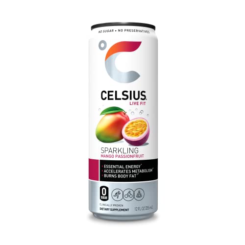 CELSIUS Sparkling Mango Passionfruit  Functional Essential Energy Drink 12 Fl Oz Can (Pack of 12) thumbnail