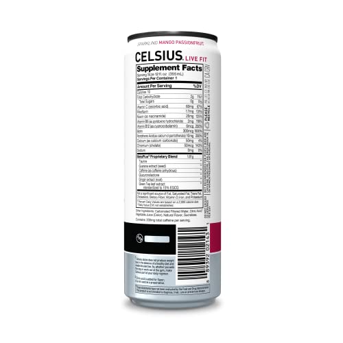 CELSIUS Sparkling Mango Passionfruit  Functional Essential Energy Drink 12 Fl Oz Can (Pack of 12) thumbnail