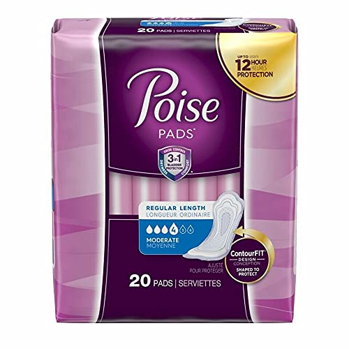 Poise Regular Length Pads - 20 Pads in 1 Pack - #4 Absorbency - Instantly Absorbs Bladder Urine Leakage Control