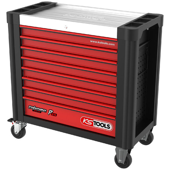 KS TOOLS Werkzeuge-Maschinen GmbH PERFORMANCEplus P25 SCHWARZ/ROT Werkstattwagen Mit 8 Schubladen (873.3008)