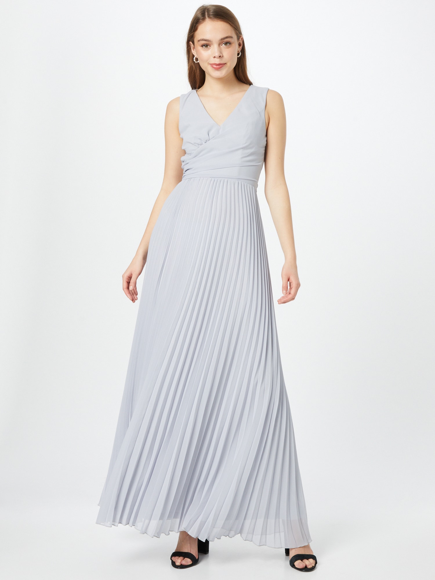 Chi Chi V Neck Pleated Maxi Dress in Blue, Size 16 thumbnail