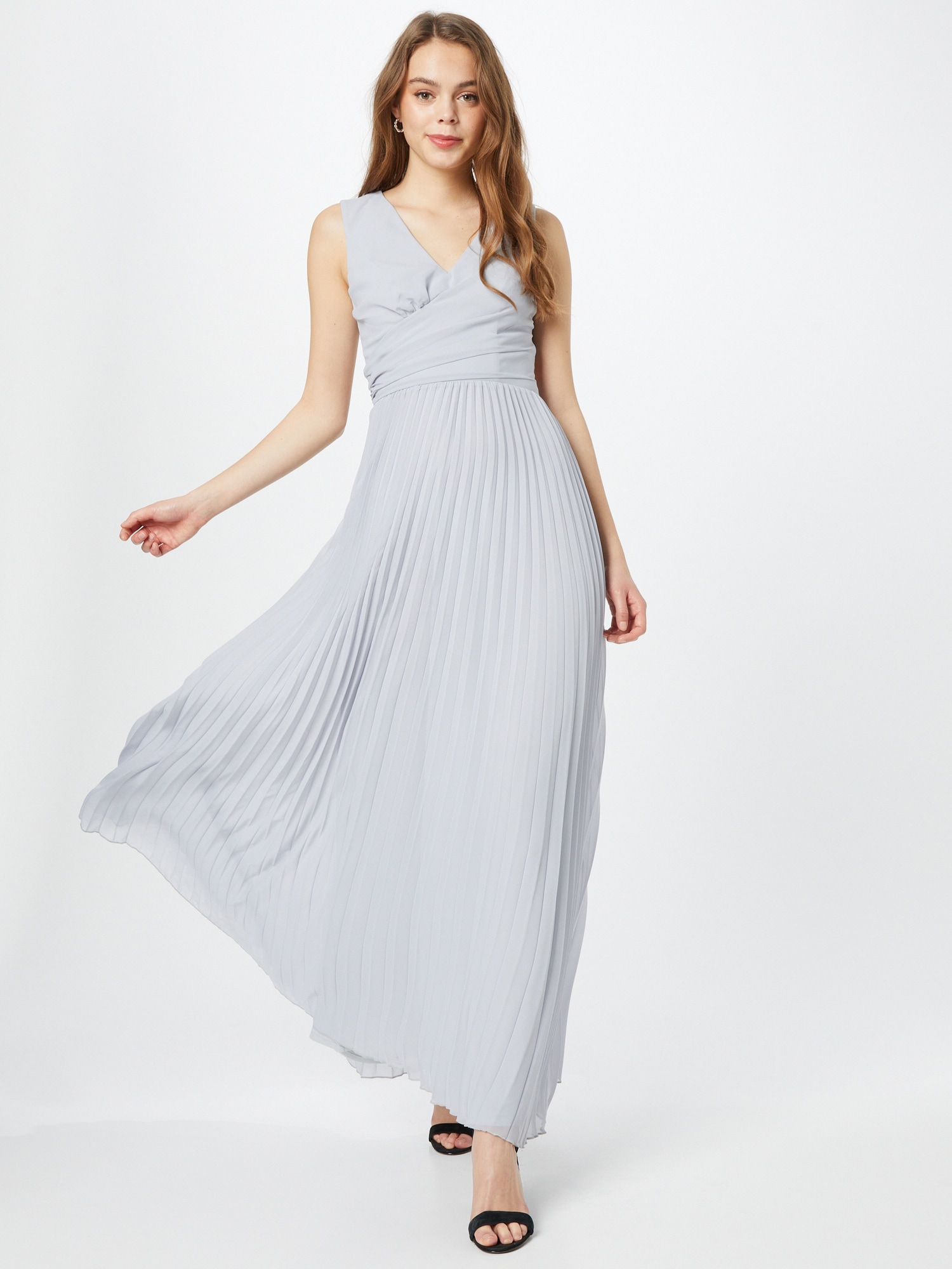 Chi Chi V Neck Pleated Maxi Dress in Blue, Size 16 thumbnail
