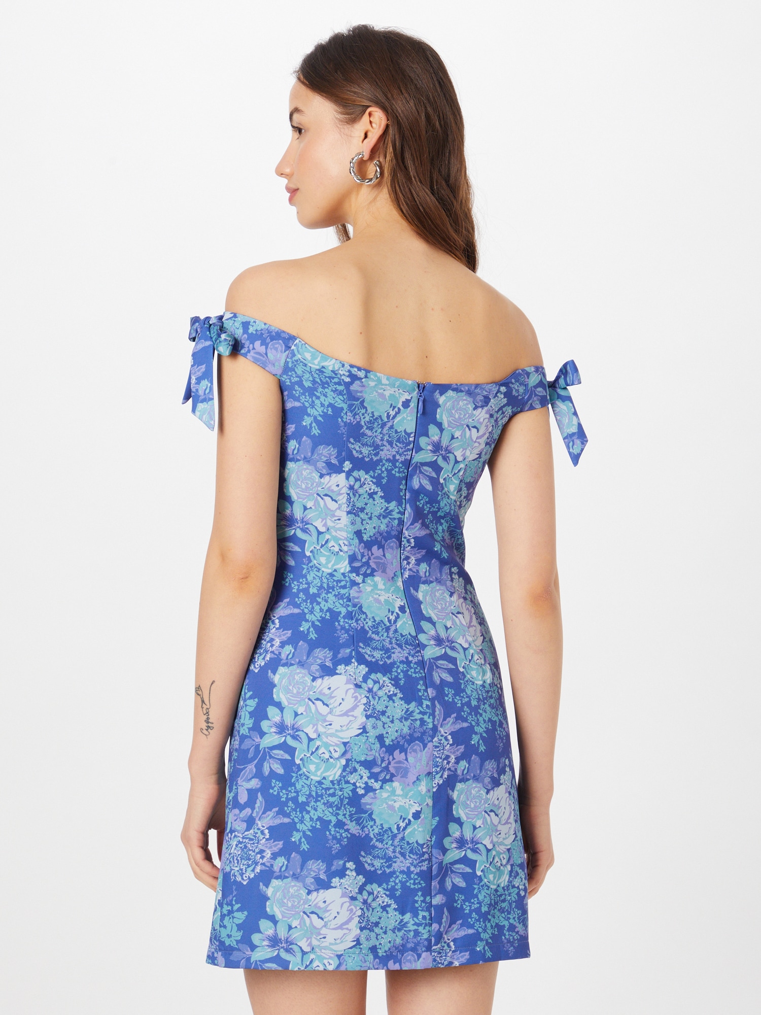 Chi Chi Bardot Floral Mini Dress in Blue, Size 16 thumbnail