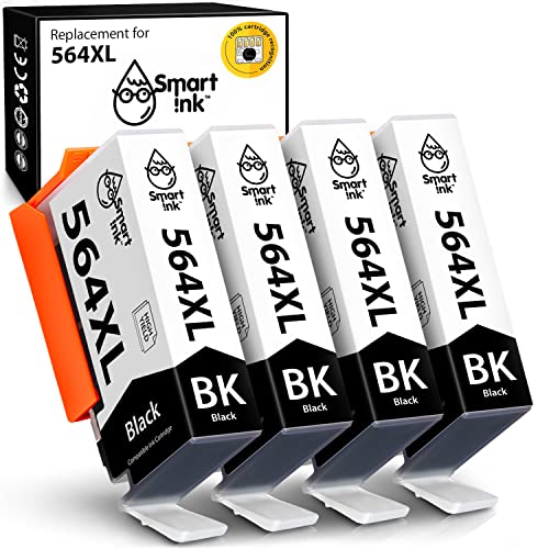 Smart Ink Compatible Ink Cartridge Replacement for HP 564XL 564 XL (4BK Combo Pack) for Photosmart 6525 6520 7520 5520 7510 5510 7525 6515 6510 B210 C
