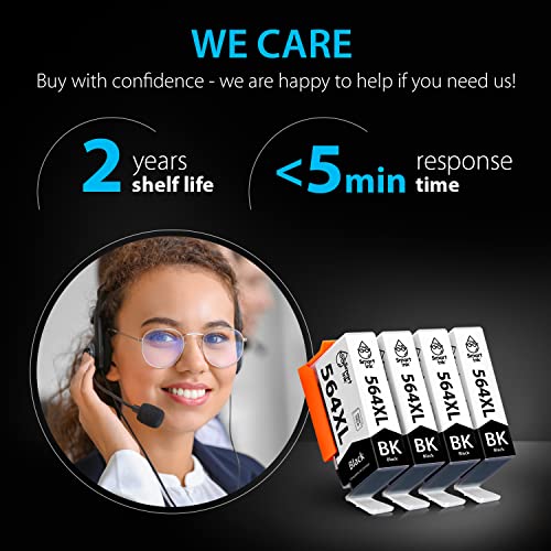 Smart Ink Compatible Ink Cartridge Replacement for HP 564XL 564 XL (4BK Combo Pack) for Photosmart 6525 6520 7520 5520 7510 5510 7525 6515 6510 B210 C thumbnail