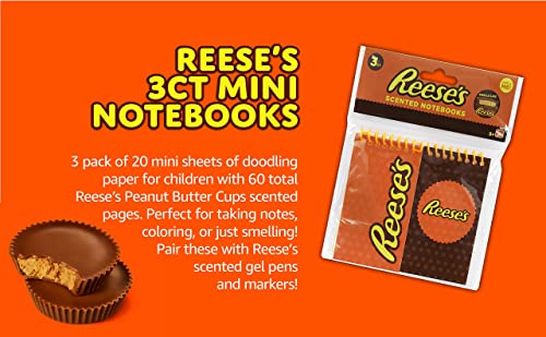 Hersheys Reeses Chocolate 3ct Notepads - Mini Kids Writing Notepad - Kids Doodling Paper - Pocket Notebook - Reeses Pieces, Candy - Classroom Doodle P thumbnail