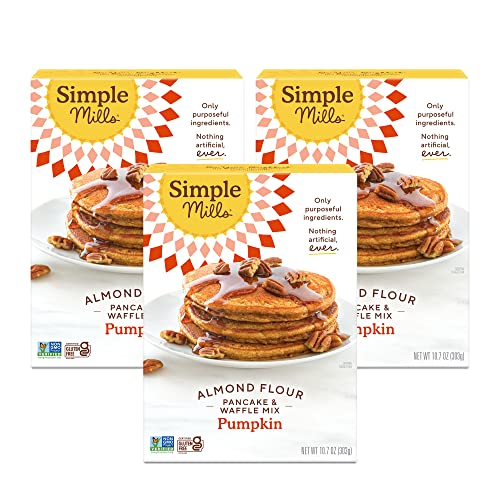 Simple Mills Almond Flour Pumpkin Pancake & Waffle Mix, Gluten Free, Good for Breakfast, Nutrient Dense, 10.7oz, 3 Count
