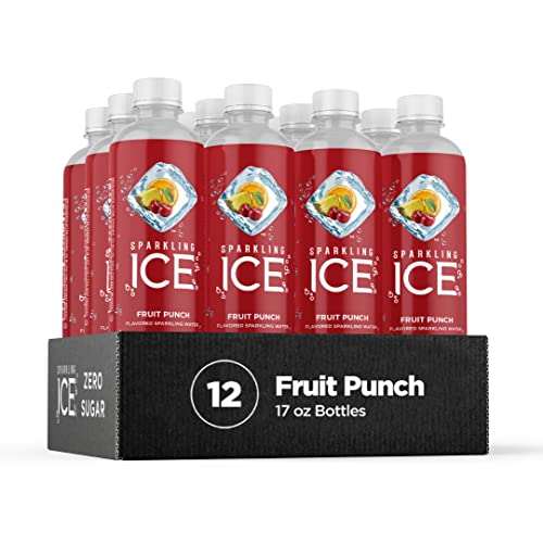 Sparkling Ice, Fruit Punch Sparkling Water, with Antioxidants and Vitamins, Zero Sugar, 17 Fl Oz Bottles (Pack of 12)
