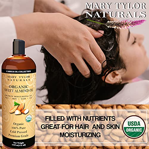 Mary Tylor Naturals Cold Pressed, Premium Grade, 100% Pure USDA Organic Sweet Almond Oil Large, 16 Oz thumbnail