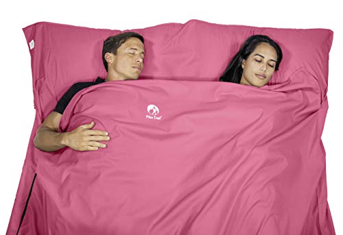 Pike Trail Sleeping Bag Liner – Travel and Camping Sheet, Lightweight and Compact Insert with Full Length Zipper and Guarantee (Bubble Gum Pink, X-L