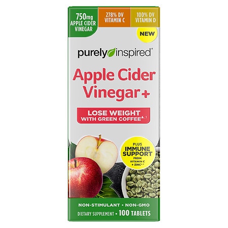 Purely Inspired Apple Cider Vinegar + Lose Weight With Green Coffee Dietary Supplement Tablets