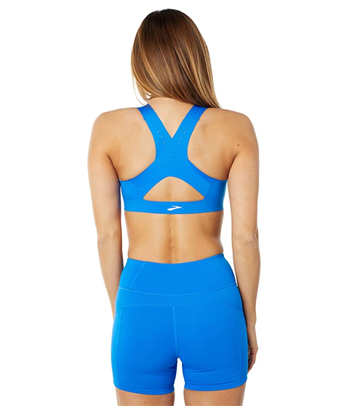 Brooks Women's Dare Zip Front 2.0 DriLayer Sports Bra in Bluetiful/Golden Hour (350083) | Size 34DD/E | HerRoom.com thumbnail