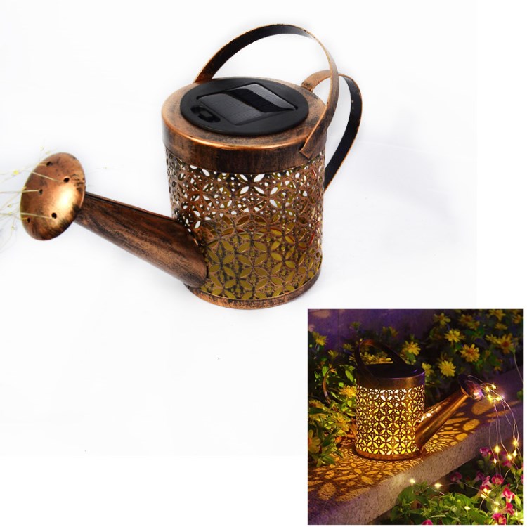 Waterproof Solar Light String Garden Watering Can Ornament Hanging Lamp for Lawn Path - Without Stand