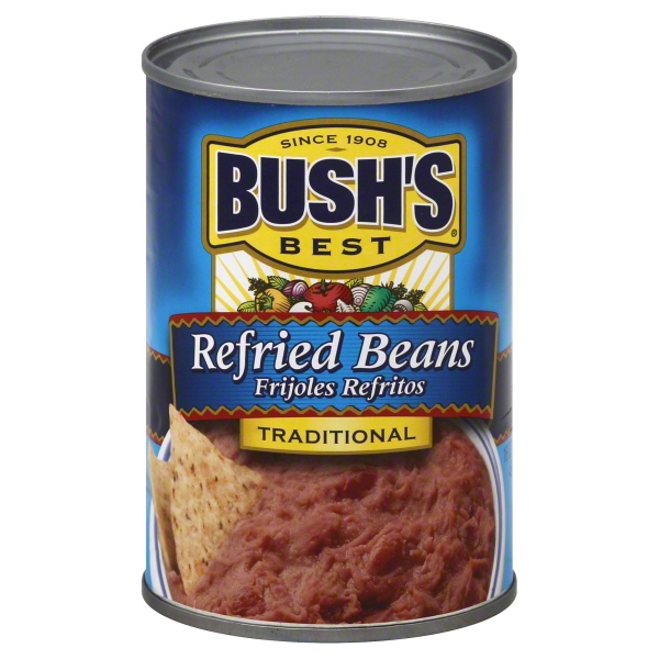 Bush S Traditional Refried Beans  Canned Mashed Pinto Beans  16 Oz Can