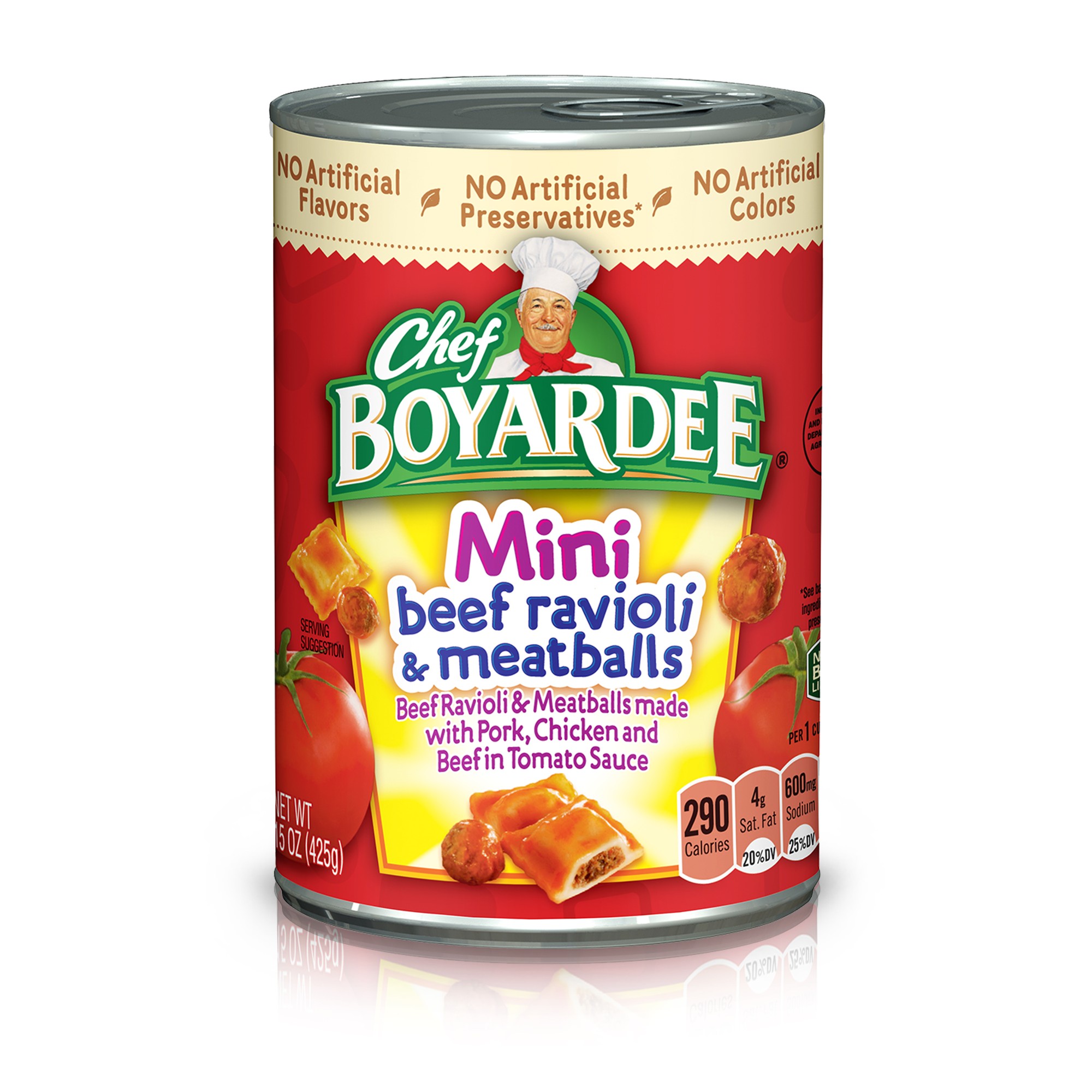 Chef Boyardee, Mini Beef Ravioli and Meatballs in Tomato Sauce, 15 Oz (Case of 24)