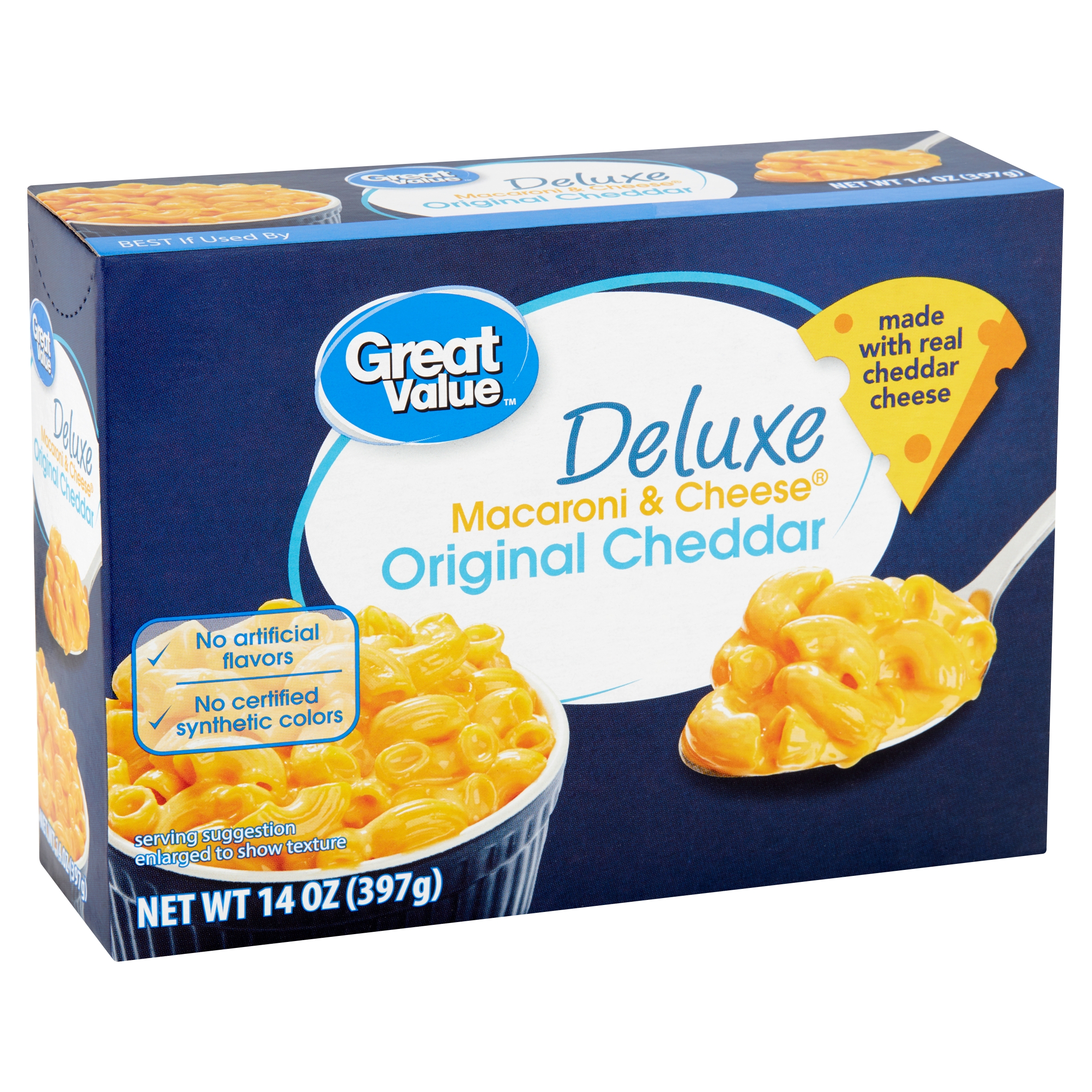 Great Value Deluxe Original Cheddar Macaroni & Cheese, 14 Oz Image