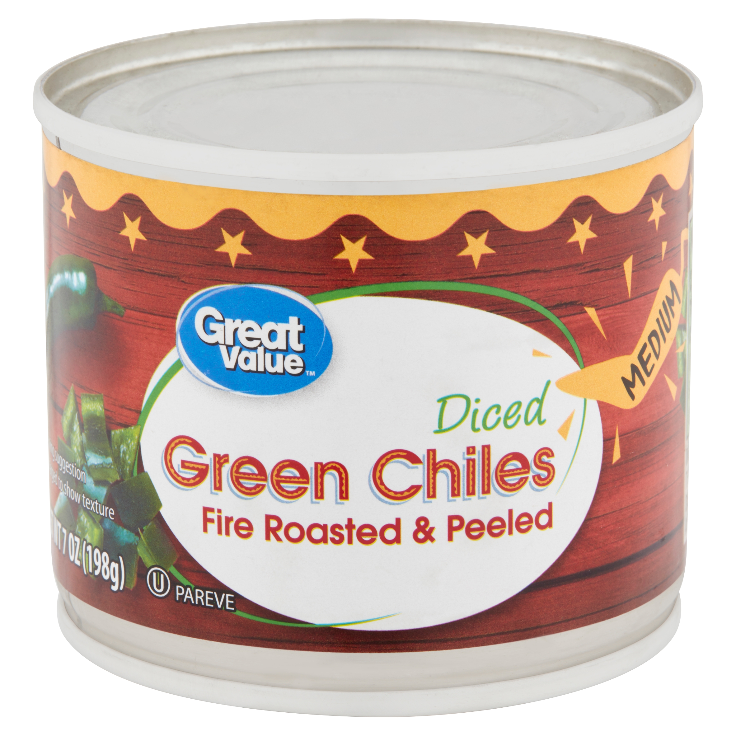 Great Value Medium Diced Green Chiles, 7 Oz Image