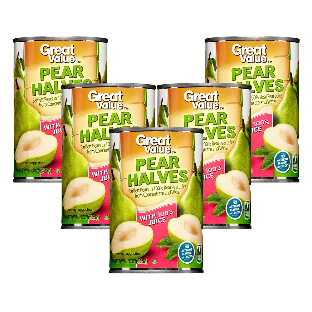 (5 Pack) Great Value Pear in 100% Juice, 15 Fl Oz Image