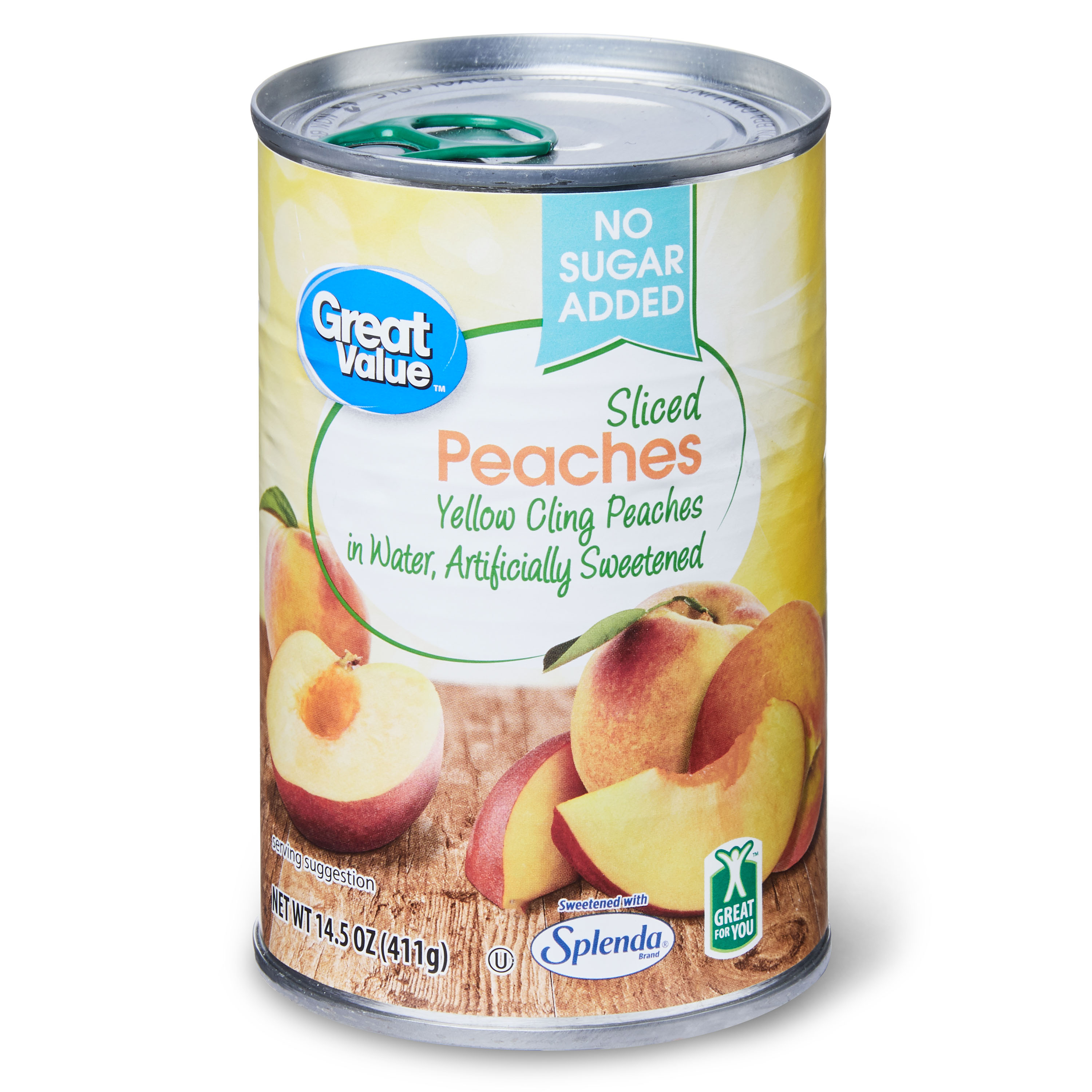 Great Value No Sugar Added Sliced Peaches, 14.5 Oz Image