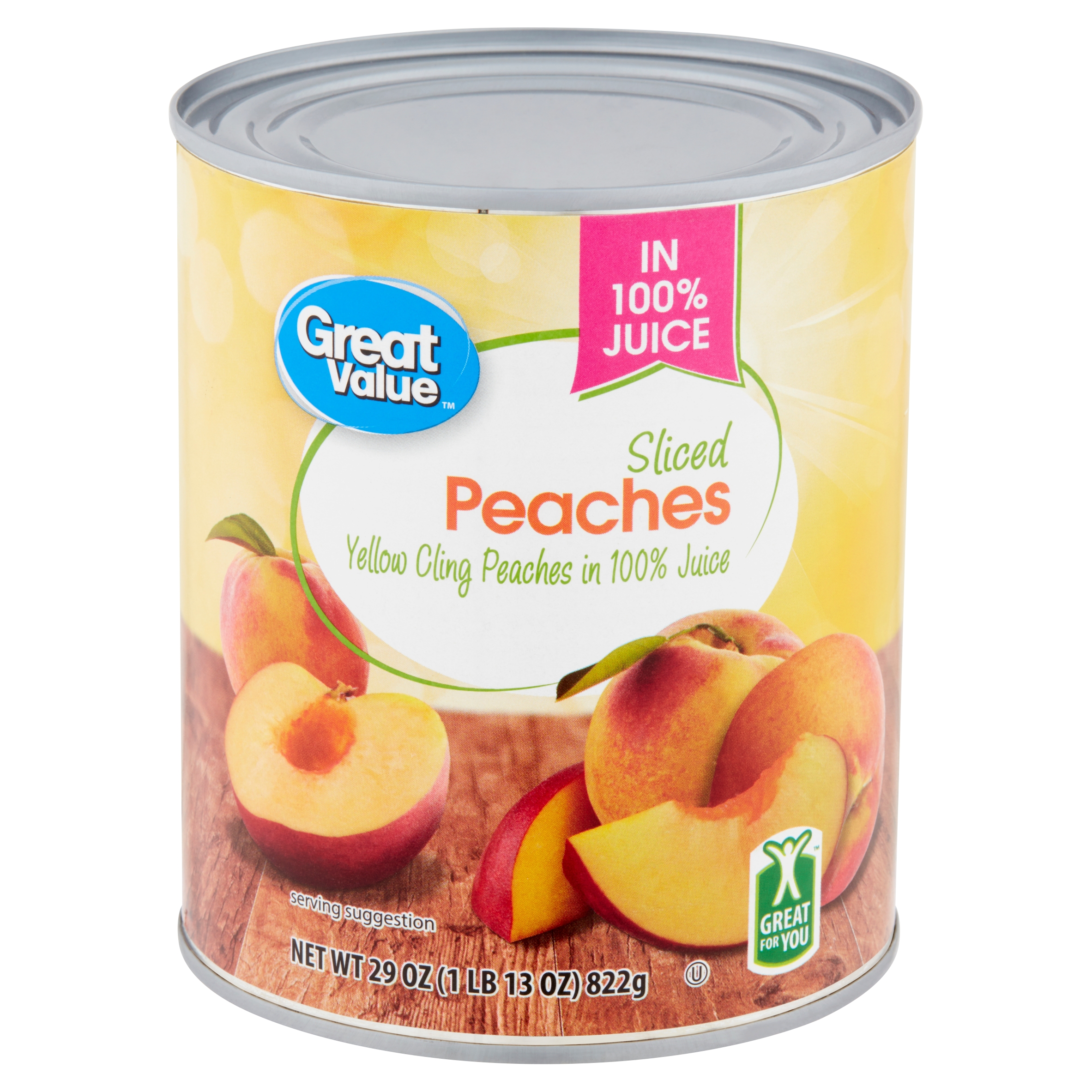 Great Value Sliced Peaches in 100% Juice, 29 Oz Image