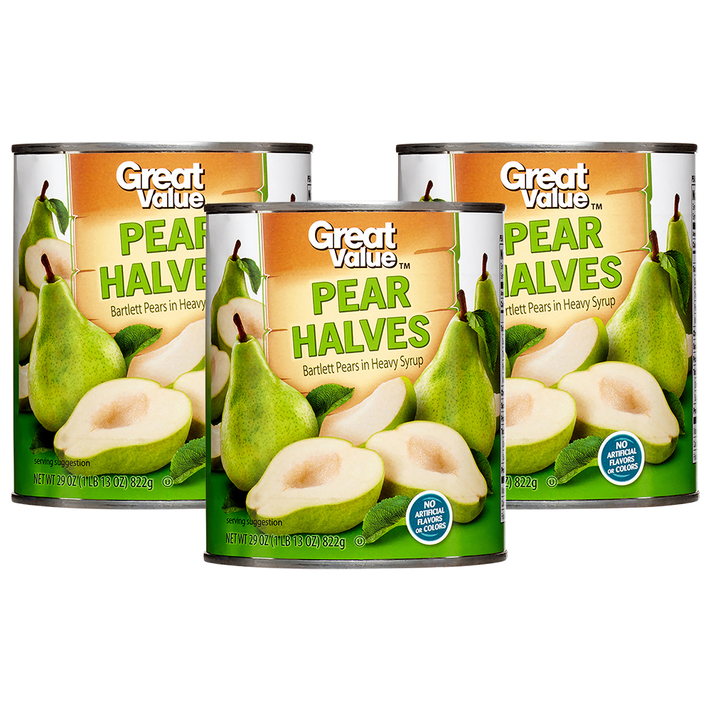 (3 Pack) Great Value Pear Halves in Heavy Syrup, 29 Oz Image