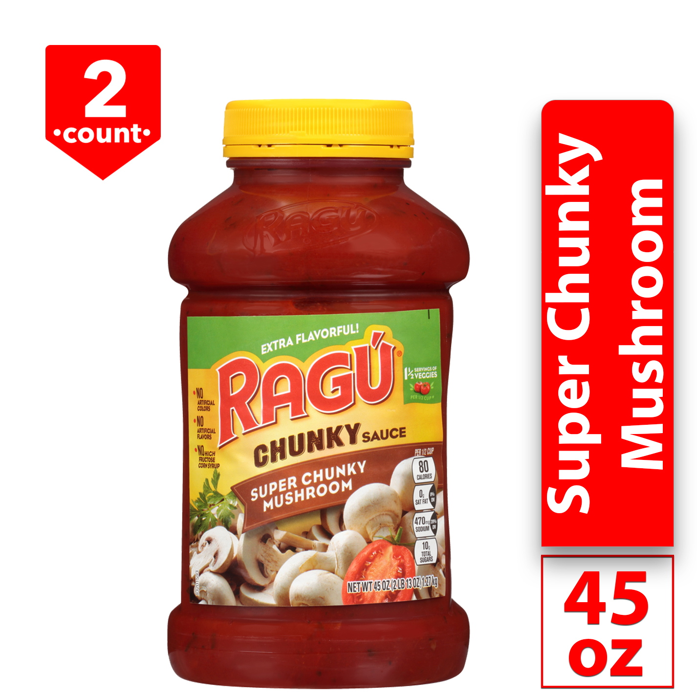 Ragu Super Chunky Mushroom Pasta Sauce  Diced Tomatoes  45 Oz  10 Servings per Container