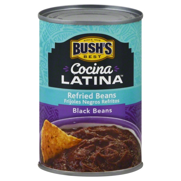 Bush S Cocina Latina Refried Black Beans  Canned Beans  16 Oz