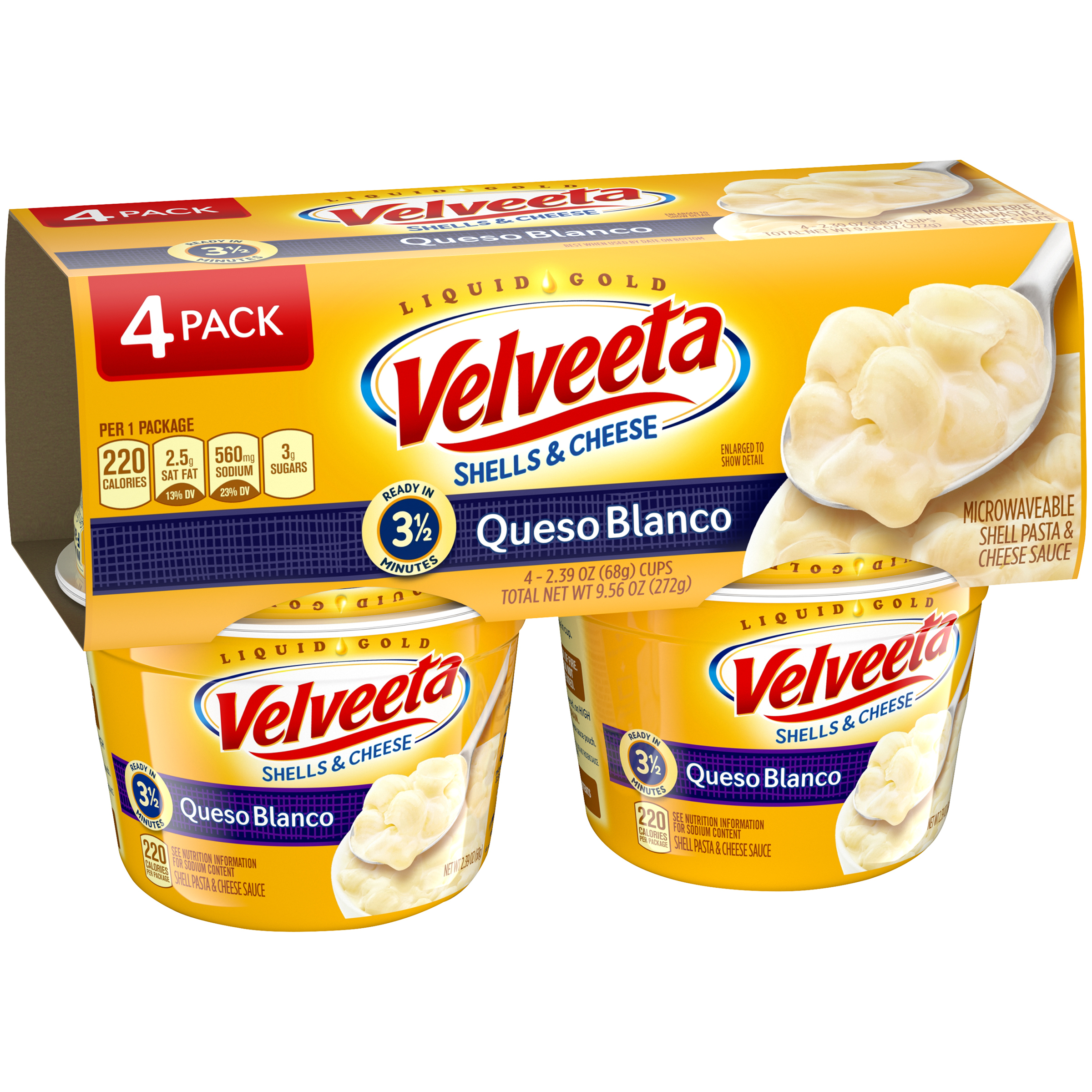 SHELLS & CHEESE QUESO BLANCO MICROWAVEABLE SHELL PASTA & CHEESE SAUCE, SHELLS & CHEESE