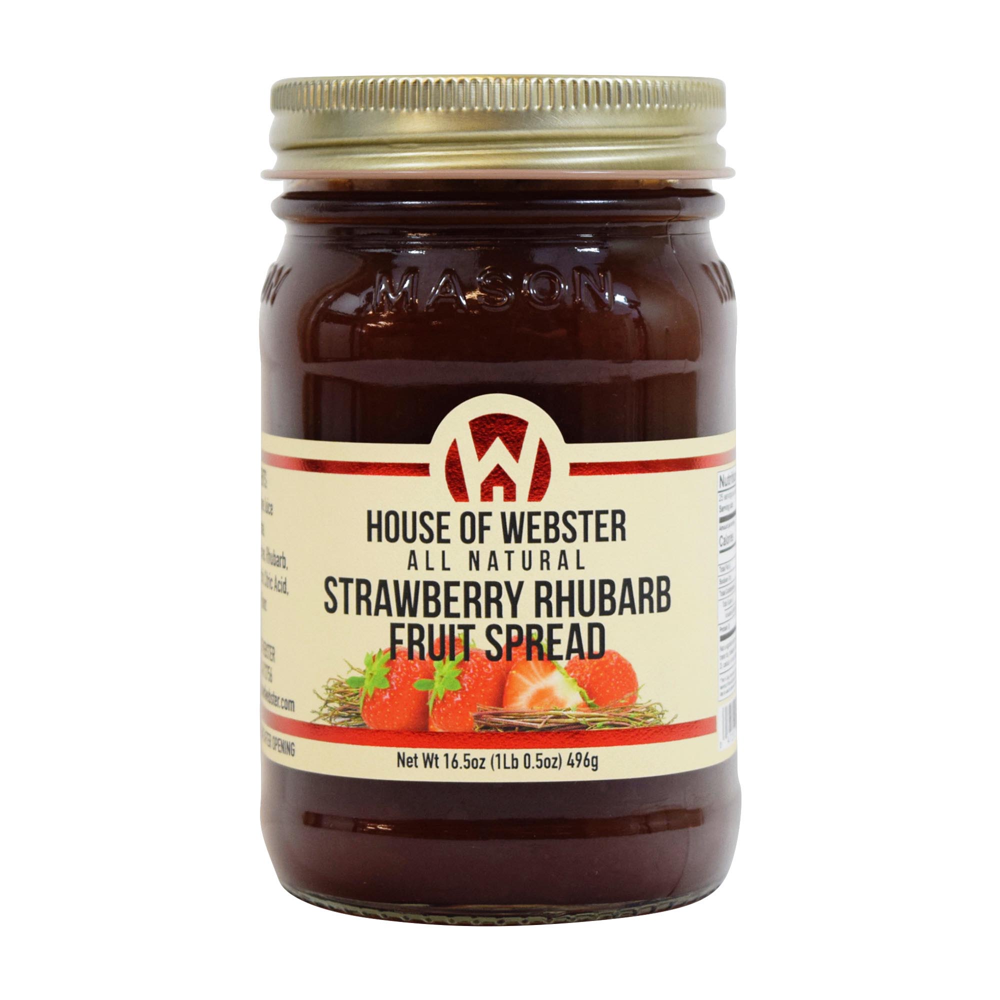 House Of Webster Strawberry Rhubarb Fruit Spread - No Added Refined Sugar - 16.5 Oz