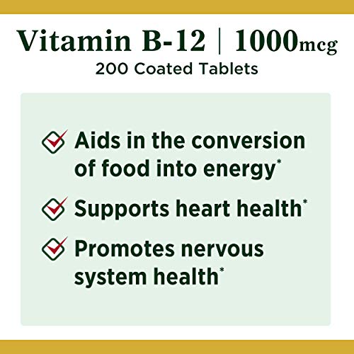 Vitamin B12 by Nature's Bounty, Vitamin Supplement, Supports Energy Metabolism and Nervous System Health, 1000mcg, 200 Tablets thumbnail