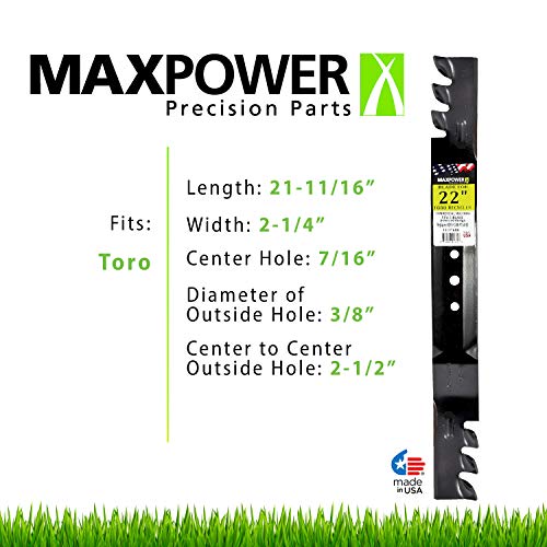 MaxPower 331376XB Commercial Mulching Mower Blade Replaces OEM No. 108-9764-03,131-4547-03, Black thumbnail